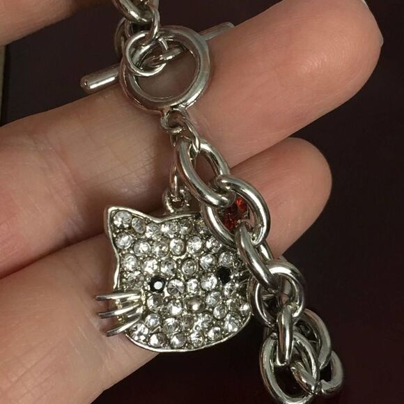 Hello Kitty Cz Silver Toggle Bracelet - Picture 2 of 3